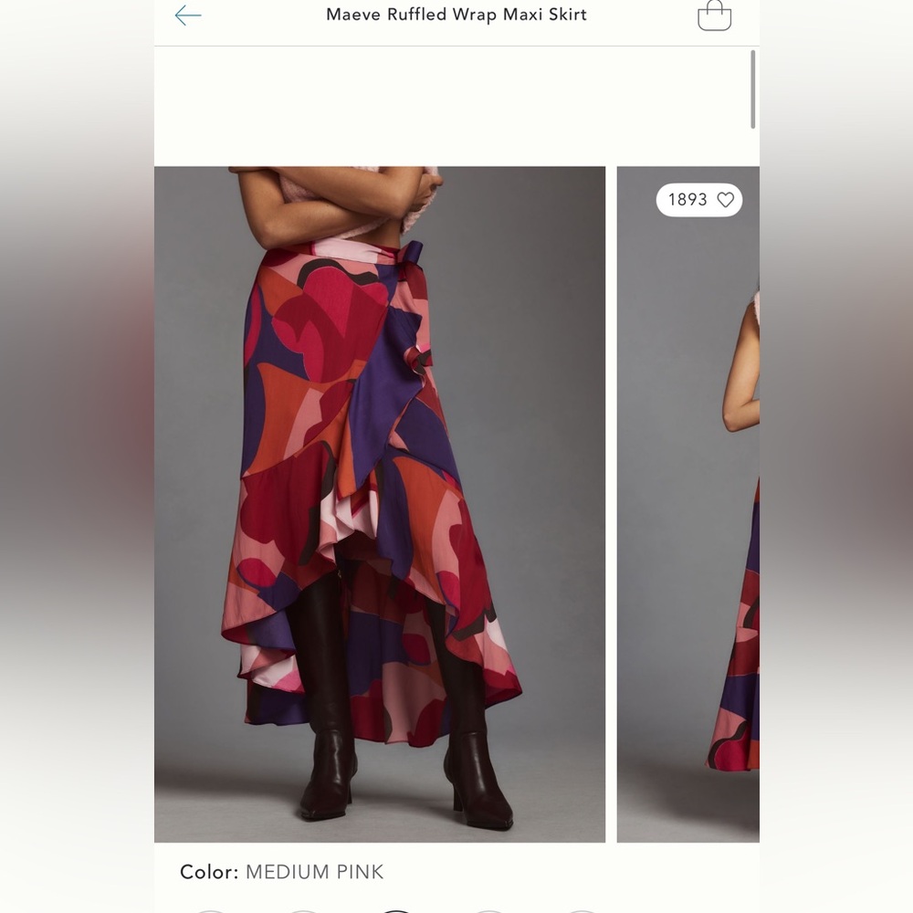 Maeve Anthropologie Size Large Ruffled Wrap Maxi Skirt